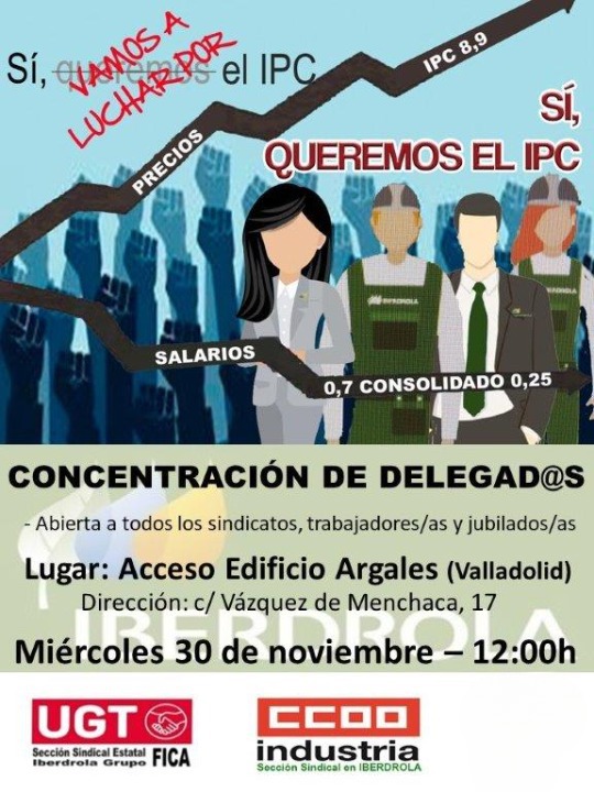 Concentración en Valladolid de delegados y delegadas de Iberdrola contra la pérdida de poder adquisitivo